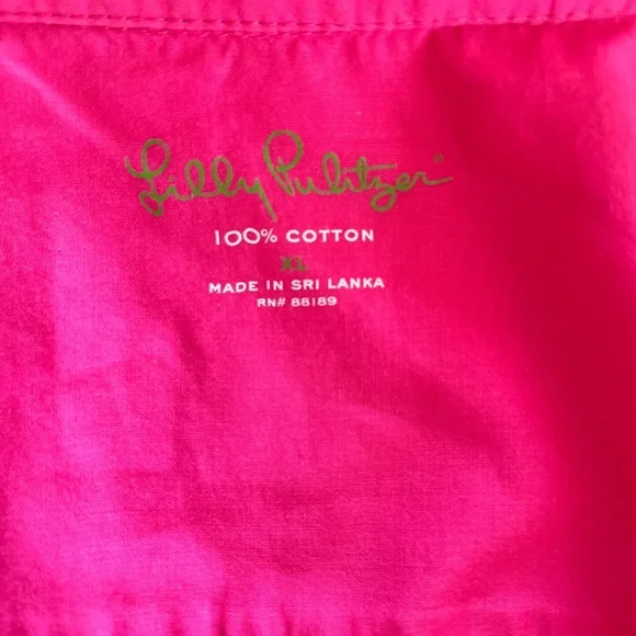 Lilly Pulitzer Pink Anna Maria Button Down Long Sleeves Cotton Shirt size xl - Picture 8 of 9